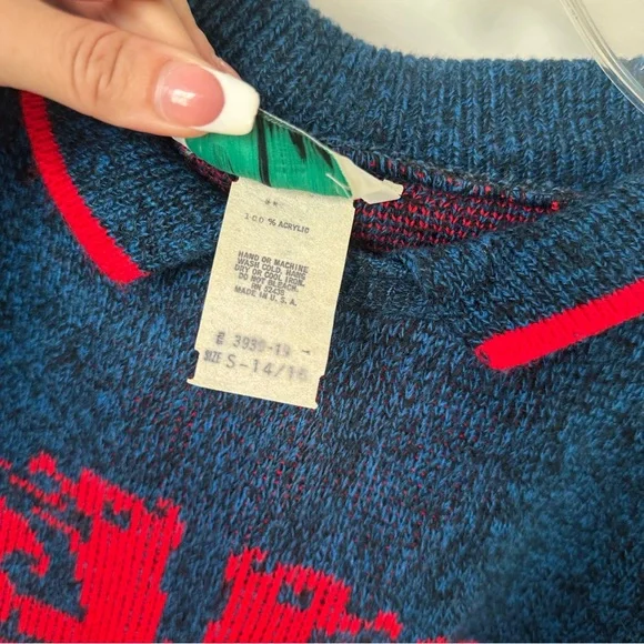 3/$20 💥 JP Knits Vintage Sweater Embroidered Double Headed Eagle Collared USA - Picture 15 of 16